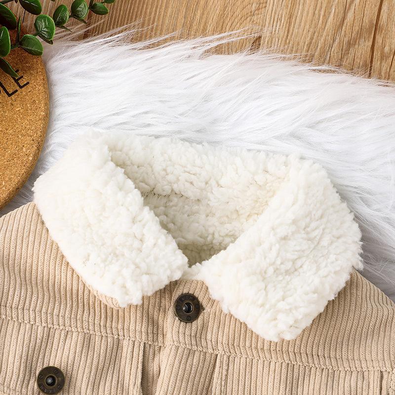 Infant and Toddler Winter New Fleece-Lined Thickened Jacket Top Baby Winter Corduroy Cotton Coat Exclusive