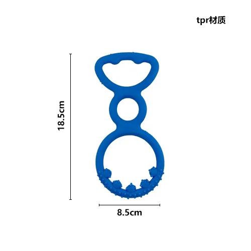 Rubber Pet Toy Strong Bite-Resistant Dog Bone Rubber Pet Dog Toy Cleaning Chewing Training Pull Ring Interactive Chew Toy синий