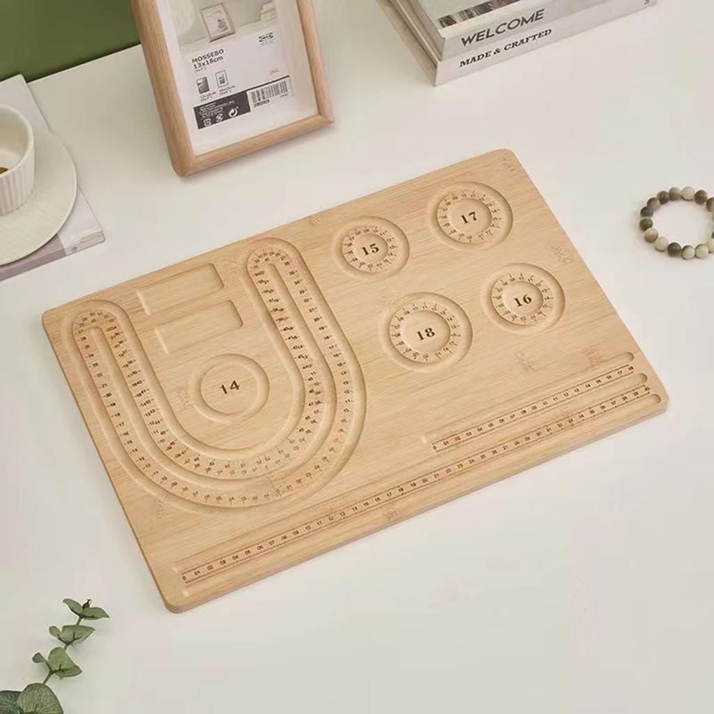 Wood Bead Board Bracelet Beading Organizer Jewelry Making Tray Workbench Size Measuring Plate Craft Tool Accessories