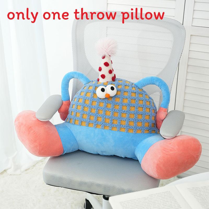 Cartoon Monster Plush Cushion With Soft Sherpa Cover For Lounge And Bed Decor