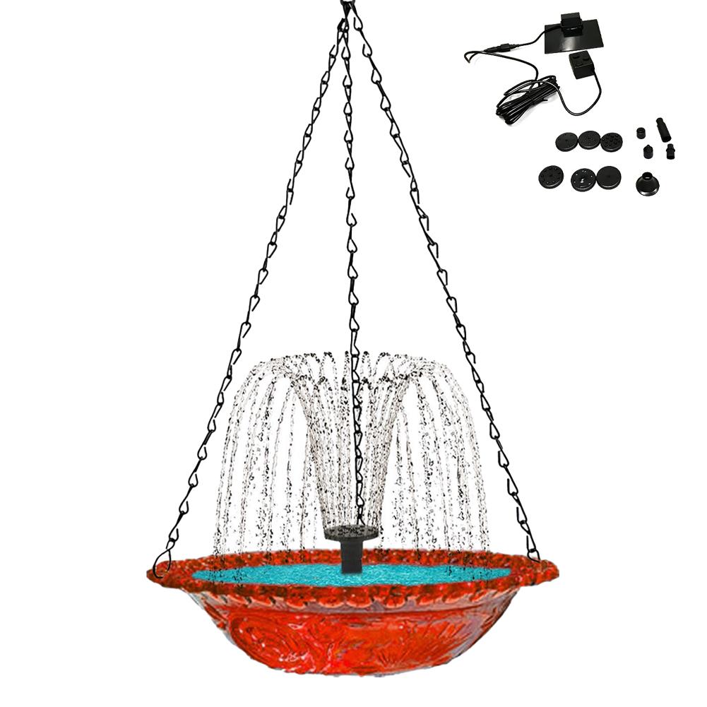 Cascade Hanging Bird Bath Fountain Hanging Solar Powered Hummingbird Bath Bowl For Garden Bird Feeder Supplies Garden Decor