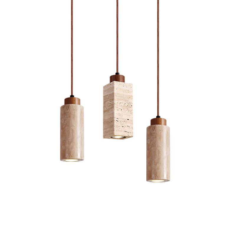 Nordic Wabi-Sabi Yellow Cave Stone Pendant for Restaurant or Bedroom Lighting