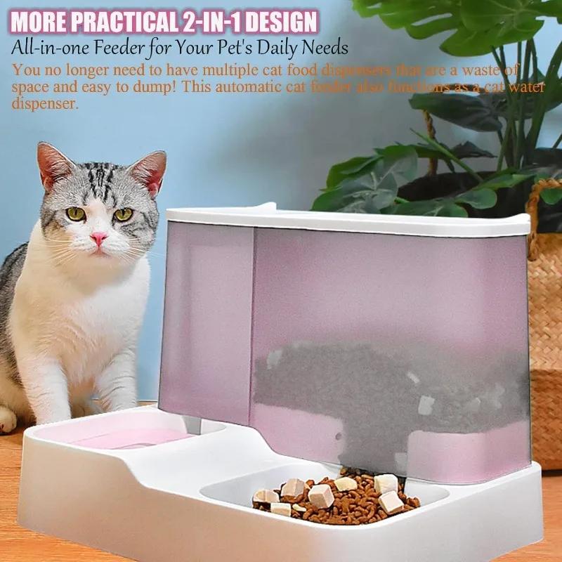 Pet Cat Food Automatic Dispenser Large Capacity Drinking Water Bowl Dry and Wet Separation Dog Food Container Cat Accessories