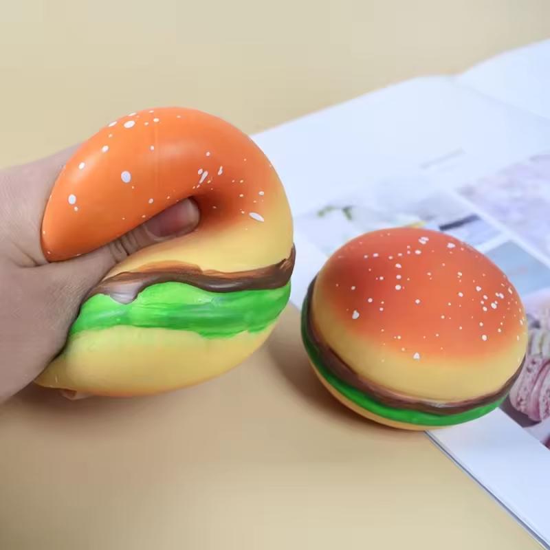 Squishy Hamburger Stress Ball  Sensory Toy Stress & Anxiety Relief Toys Pinch Decompression Toy For Adult