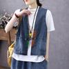 Artistic Retro Contrasting Color Plate Buckle Denim Vest Women's Summer Thin Loose and Versatile Sleeveless Top Camisole Vest