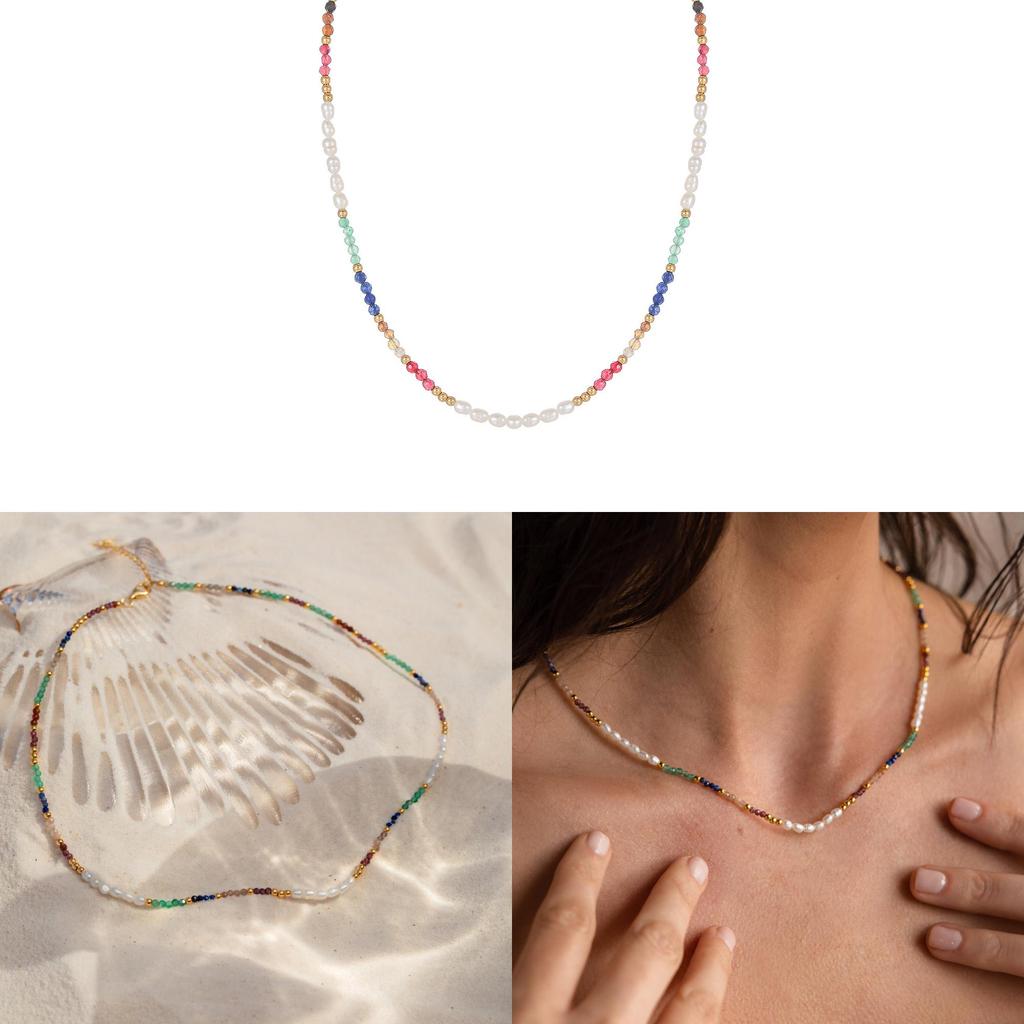 Minimalist Stainless Steel Geometric Pearl Necklace For Women Fashion Jewelry