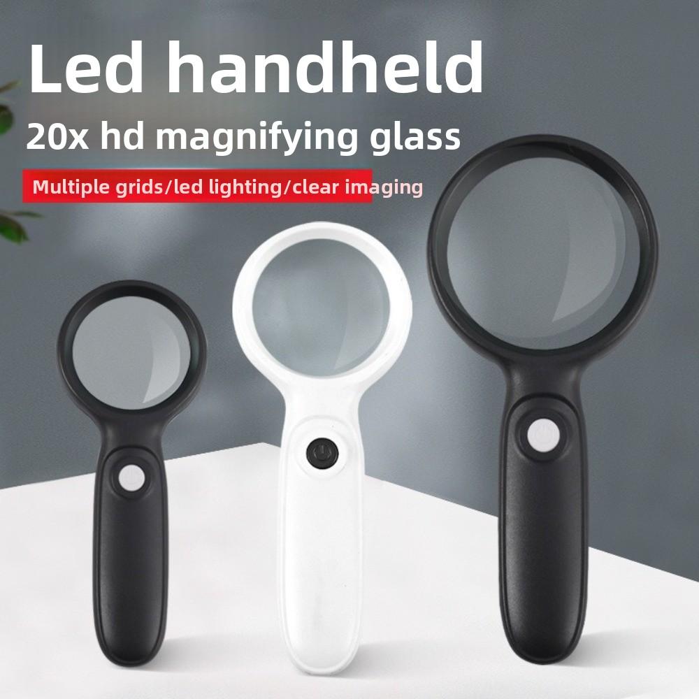 Hand Held Lighted Magnifying Glass HD Illumination Jewelry Loupe Magnifier  For Elderly People