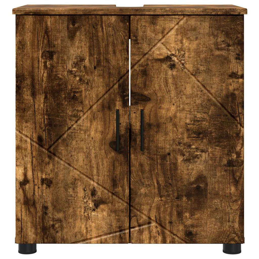 Bathroom Cabinet with Door Smoked Oak 61 X 35 X 64 Cm