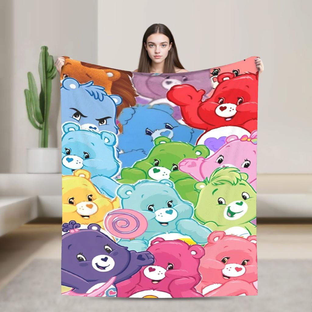 Cartoon Care Bears Blanket Animal Travel Flannel Bedding Throws For Bedroom Warm Soft Custom DIY Quality Bedspread Gift