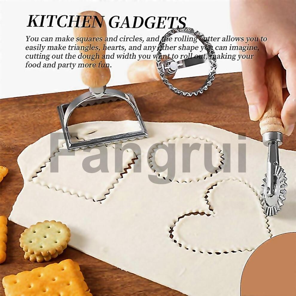 For 3pcs Ravioli Stamp Maker Cutter With Roller Wheel Setmold With Wooden Handle For Pastadumplings