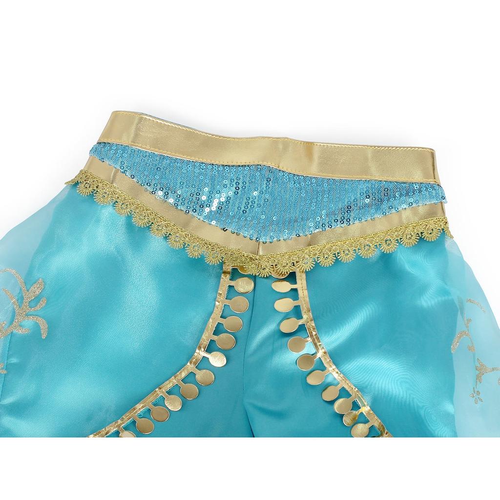 Jasmine Aladdin Child Dress 8-10 Years 140cm Cotton Polyester Green Halloween Carnival Christmas Party Costume