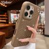 Luxury Bling Sparkling Diamond Rhinestones Case for iPhone 12 13 14 15 16 17 Pro Max Lattice Texture Soft Silicone Bumper Cover