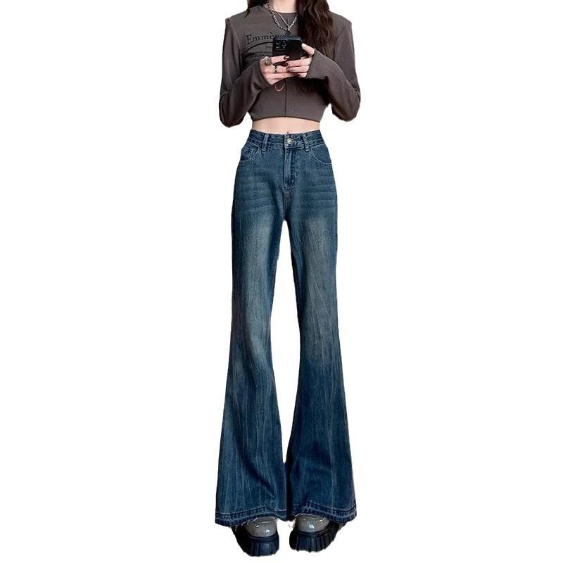 Women's Retro High-Waisted Flare Jeans (Spring/Autumn 2024) - Slimming Wide-Leg, Non-Clinging Design