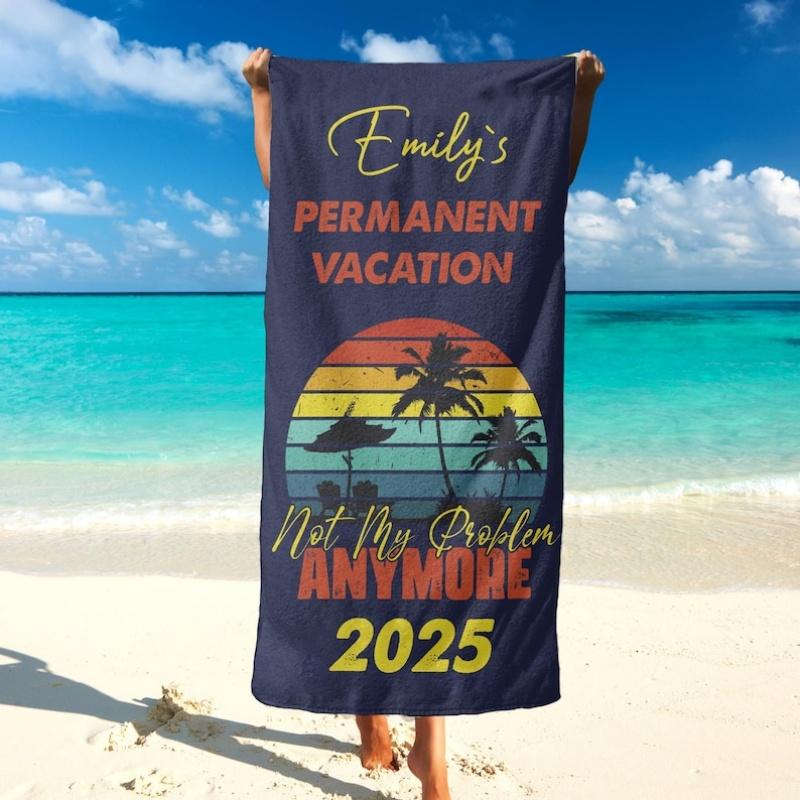 Personalized Beach Towel Gift Custom Teacher Retirement 2025 Towels Retirement Gifts With Name Retiree Funny Gift