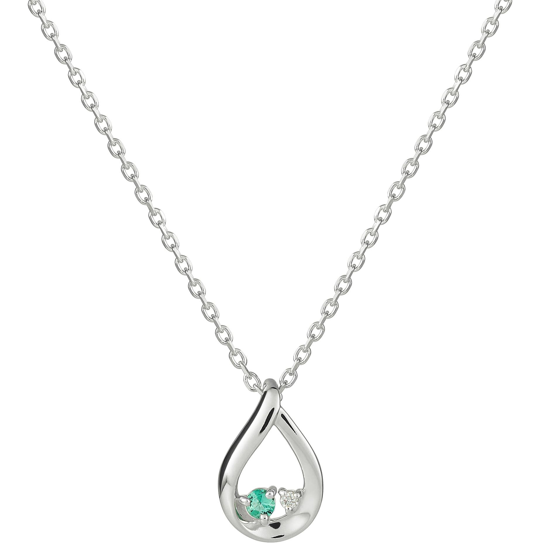 

Official Eternal Silver Necklace Drop Motif Silver May Birthstone Emerald 112434721804 [Yondo Sea] Women s