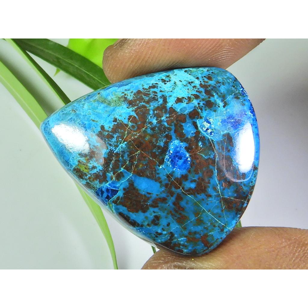 47Cts. AA++ Natural Azurite Crystal Pear Cabochon Loose Gemstone 27X31X08 MM SK-622