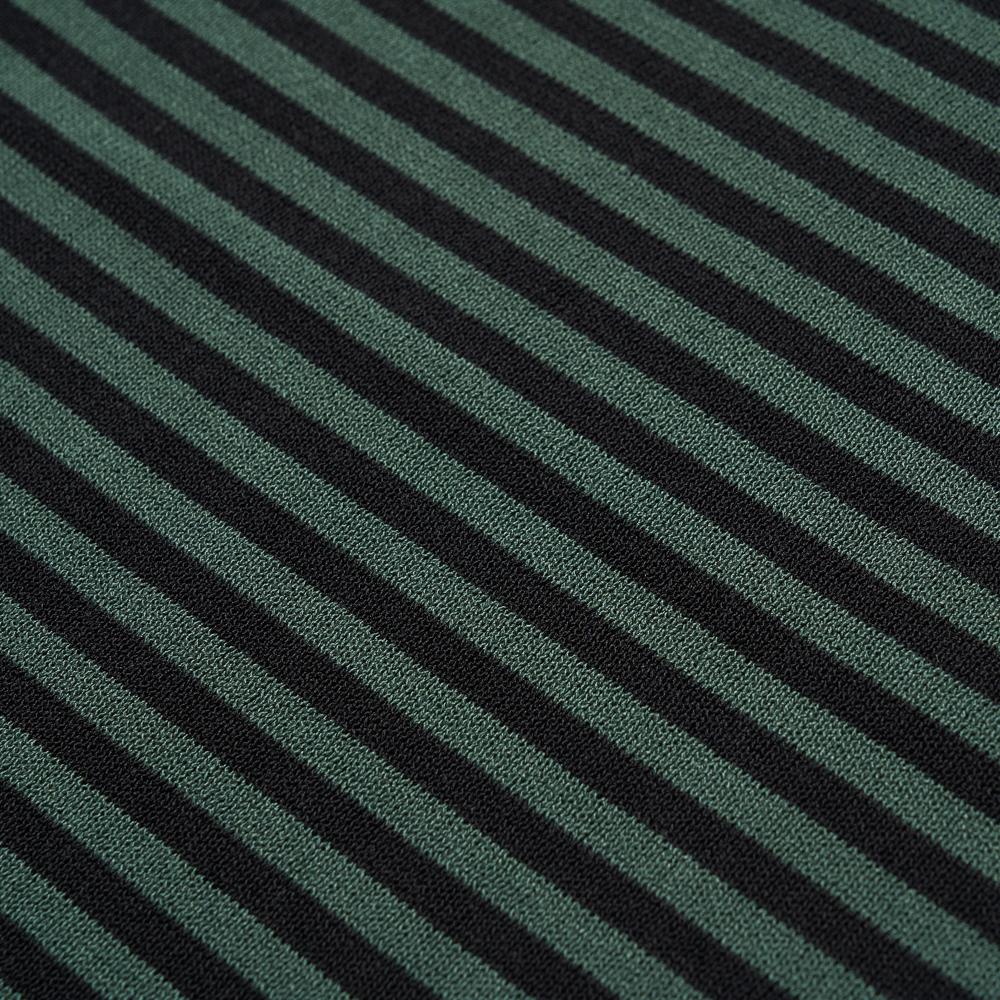 VERNO [Casual] Linen Like Short Sleeve Stripe Round Knit Black&Green