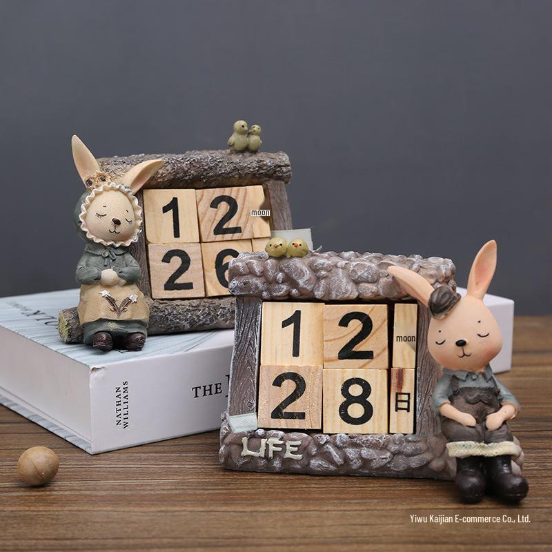 Creative Wooden Calendar Ornament - Small Desktop Date Display & Photo Props