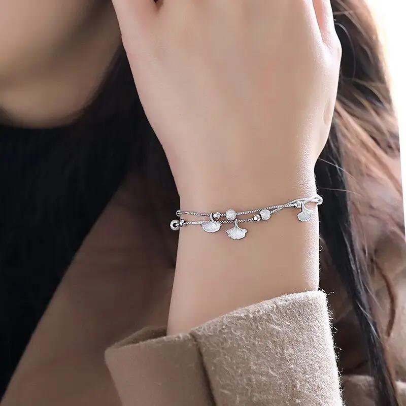 925 Silver Multicolour Bead Bracelet For Women Three Layers Geometry Drip Glaze Versatile Jewelry Dropship