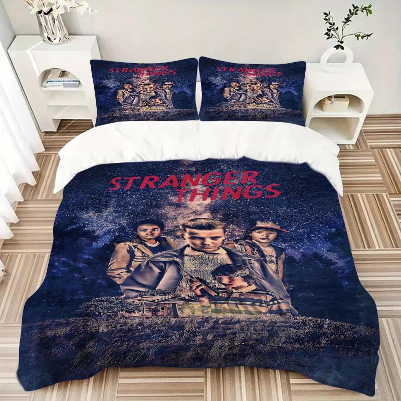 Stranger Things Adventure Print 3Pcs Bedding Setduvet Cover With 2 Bedropillowcase Home Birthday Gift
