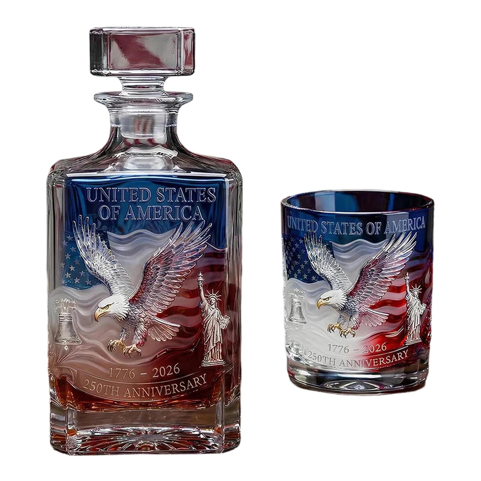US Anniversary Keepsakes Whiskeys Decanter Commemorative Glass Liquor Bottle For Honoring 250 Years Of Heritages Gift