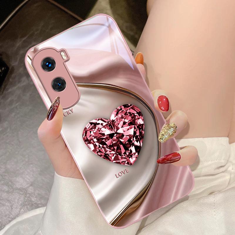 Duże Różowe Diamenty Do Honor 200 90 8X 9X Pro Lite P50 P40 Nova 10 11i P60 Magic4 6 Mate 20 50 Hartowane Szkło Etui na Telefon