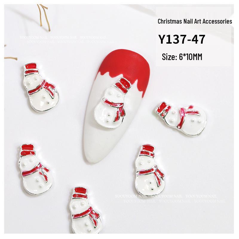 Christmas Alloy Nail Art Decor: Cartoon Santa, Bells, Reindeer, Snowflakes & Rhinestone Accessories