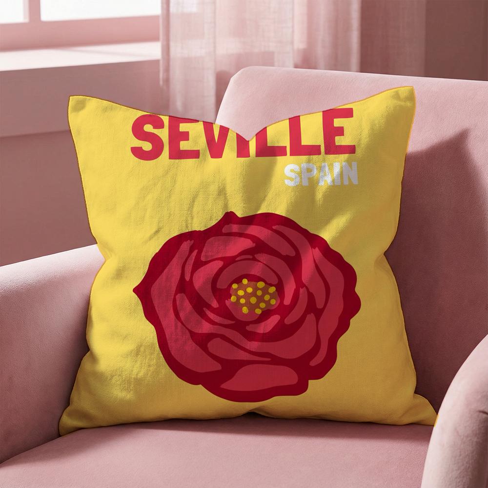Hand Drawn Flowers Cushion Cover Multi-Scene Pillow Cover for Home & Car - Reversible, Soft & Durable for Daily Use