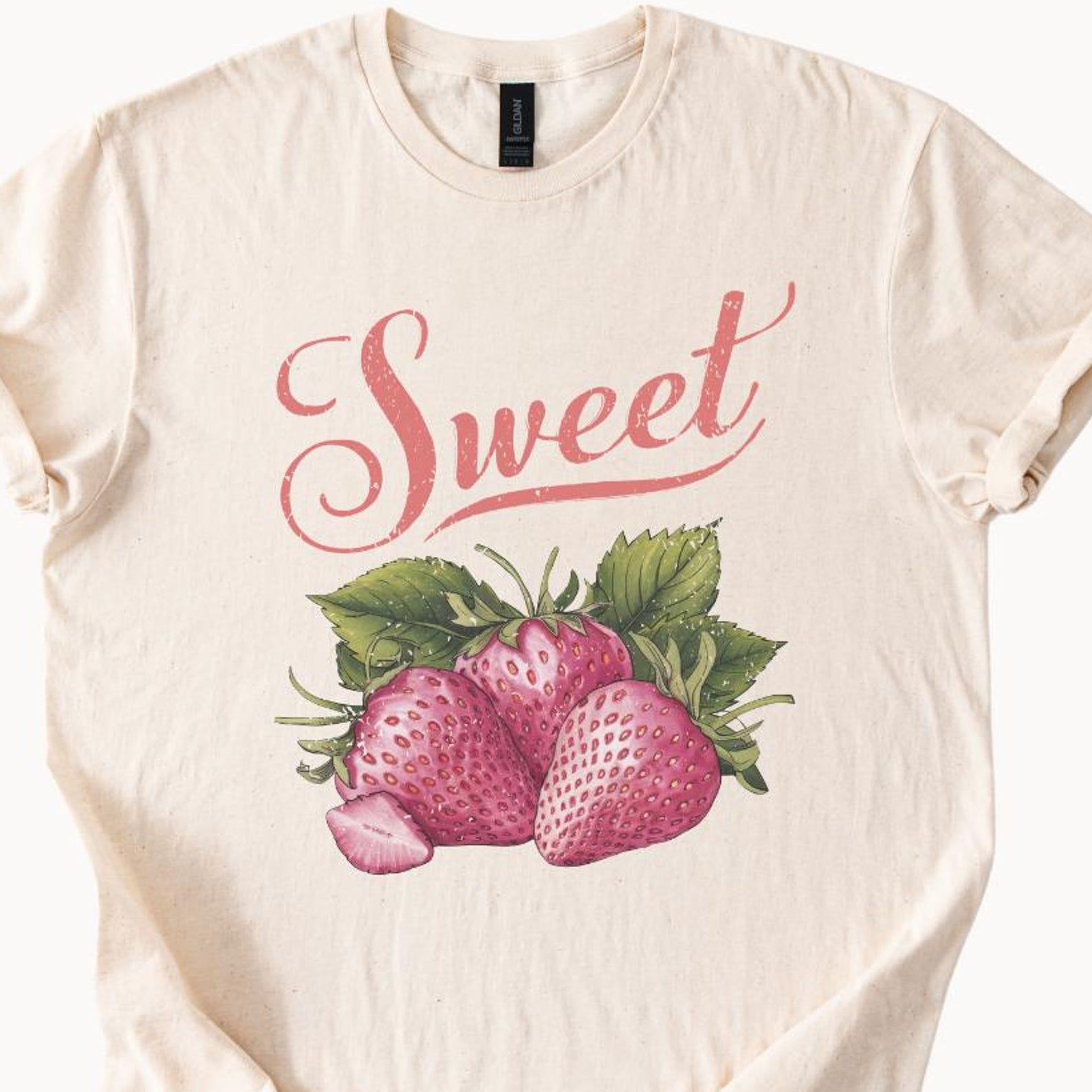 Sweet Strawberry T Shirt, Graphic Tee, Vintage Inspired T Shirt, Cute Summer Shirt, Fruit Design Tee, Casual Graphic Tee 140