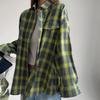 Retro Plaid Turn-down Collar Loose Shirt - Women's Long Sleeve with Pocket (Spring/Autumn 2025)