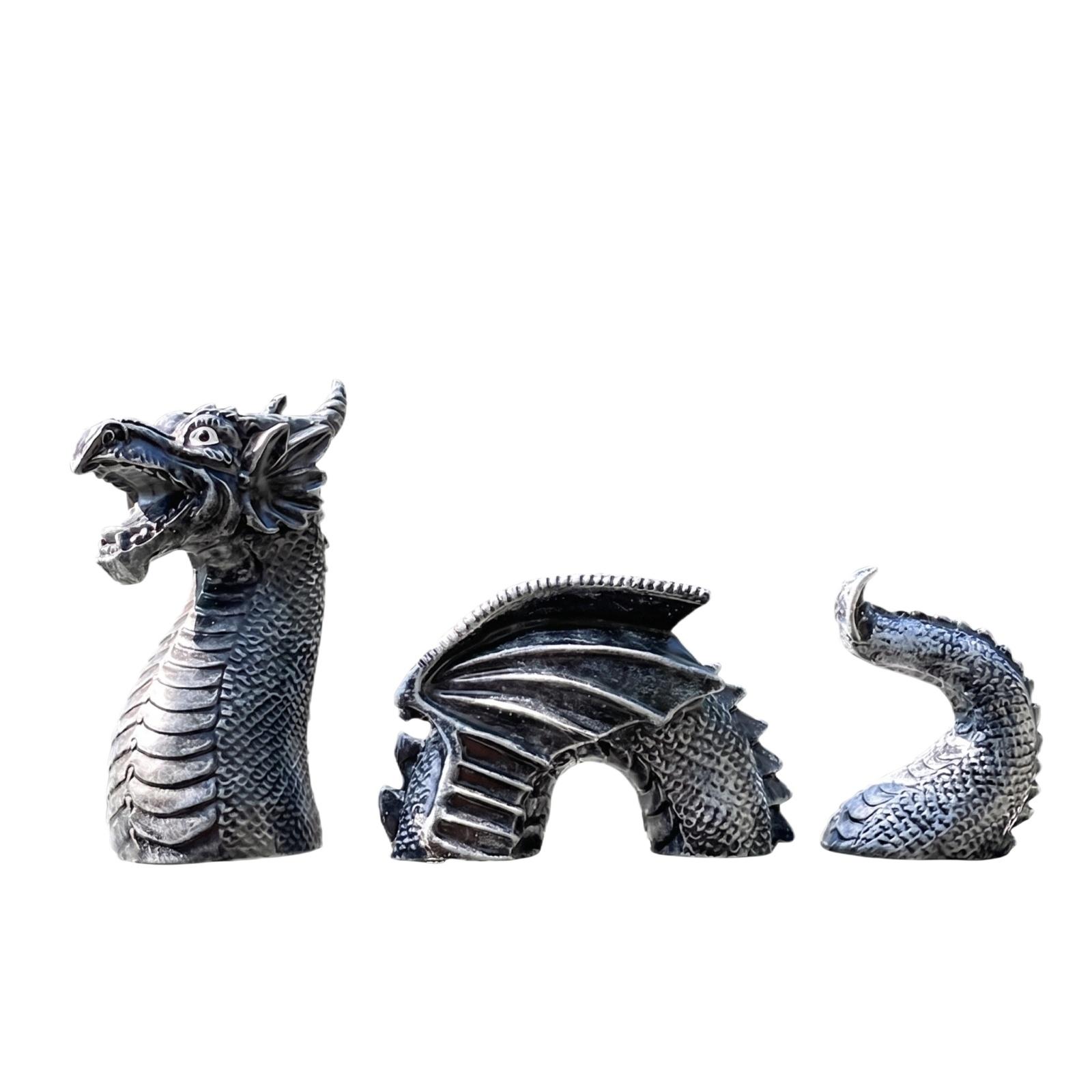 

Creative Three Piece Dragon Statue Set for Home Decor Resin Dragon Sculpture Ornament for Living Room Office Garden Shelf Display one size чёрный