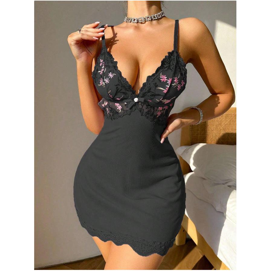 European and American new backless sexy suspender lace edge homewear nightdress sexy underwear set spot