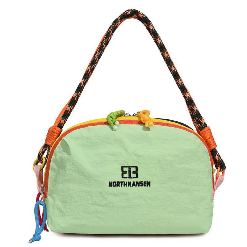Spliced Contrast Shoulder Bag Multi-compartment Large Capacity Waterproof Crossbody Bag