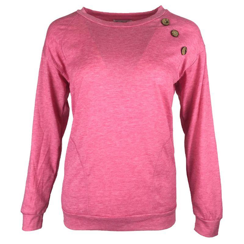 

Stylish Ladies Casual Long Sleeve Pullover Sweater With Side Pockets And Comfortable Fit L розовый