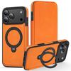 PU Leather Card Wallet Flip Case For iPhone 12 13 14 15 16 17 Pro Max Magnetic Magsafe 360 Rotat Metal Ring Bracket Cover