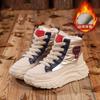 2025 autumn and winter high-top velvet dad shoes new Korean version of female students thick-soled heightening casual cotton shoes to keep warm