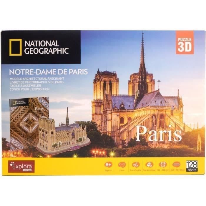 Puzzle 3D - Notre Dame De Paris - Jeu de construction - EXPLORA - 128 pièces - Dès 8 ans