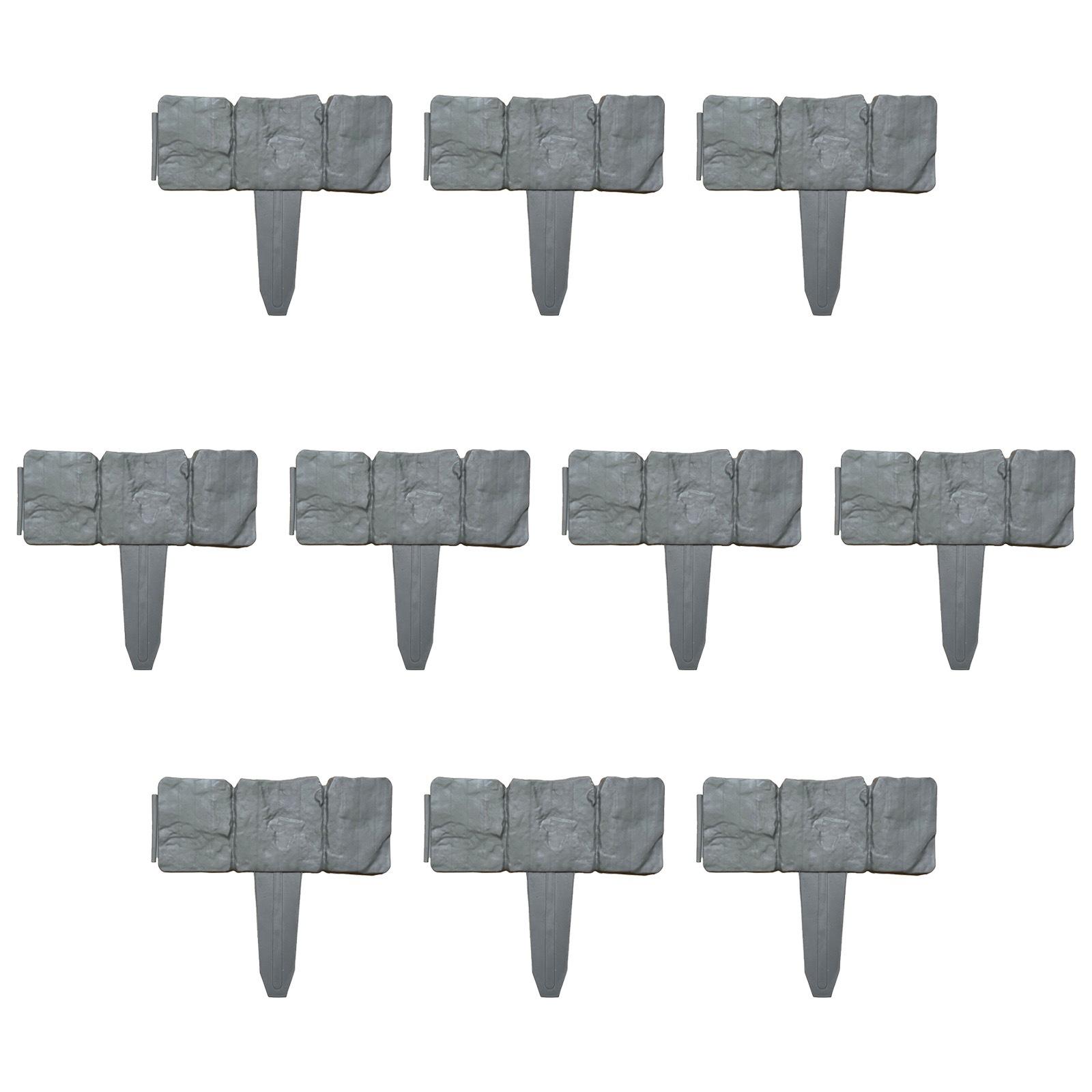 20/10pcs Plastic Fence, Garden Fence, Garden Fence, Outdoor Foldable Splicing Imitation Stone Fence for Stairs