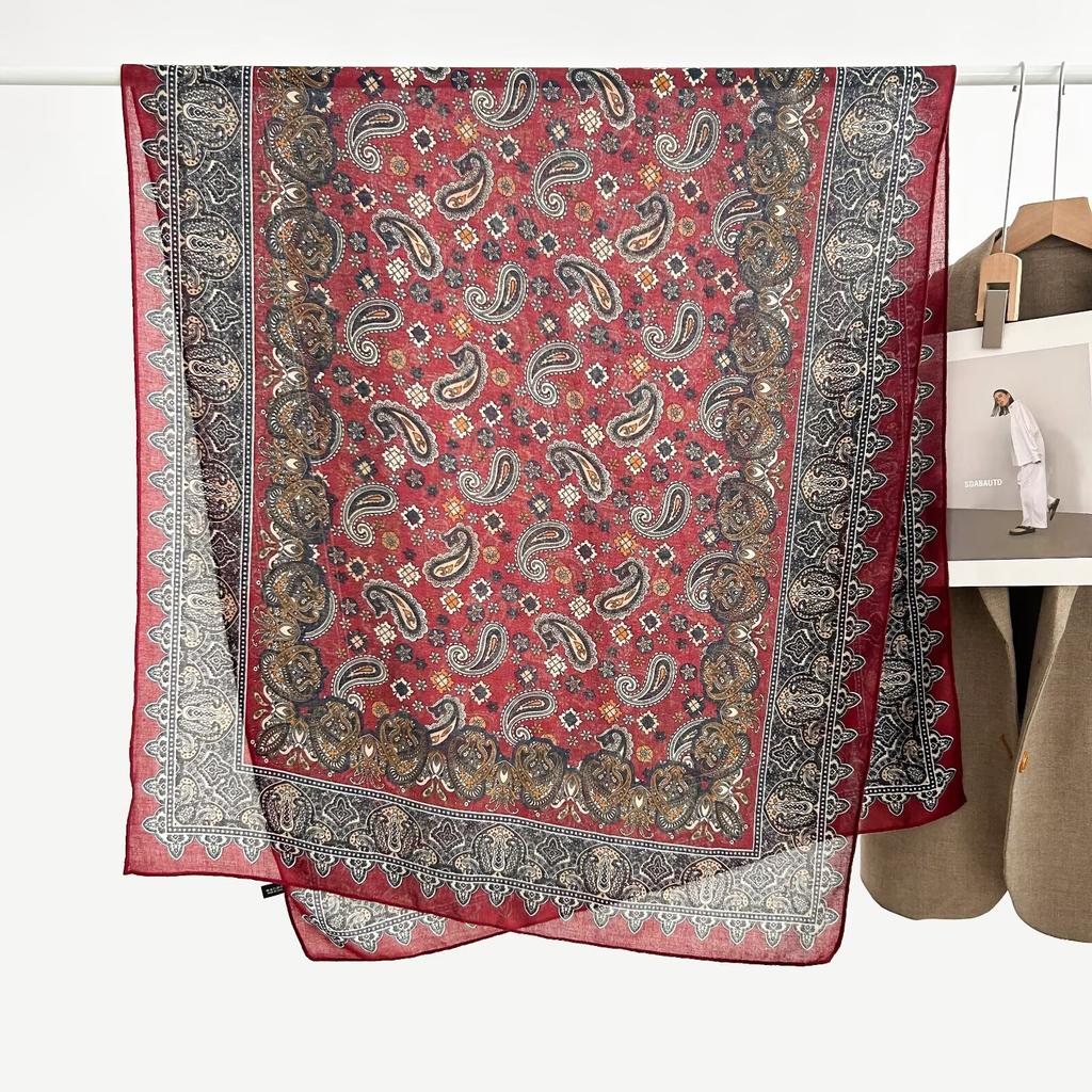 Korean Version Spring and Summer New Cotton and Linen Yarn Thin Silky Shawl Travel Sun Protection Beach Towel Women's Scarf Silk Scarf