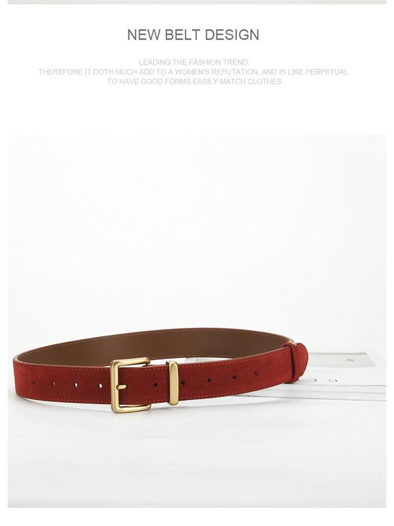 Women's Fashion Simple Versatile Suede Leather Waist Belt with Jeans Decoration