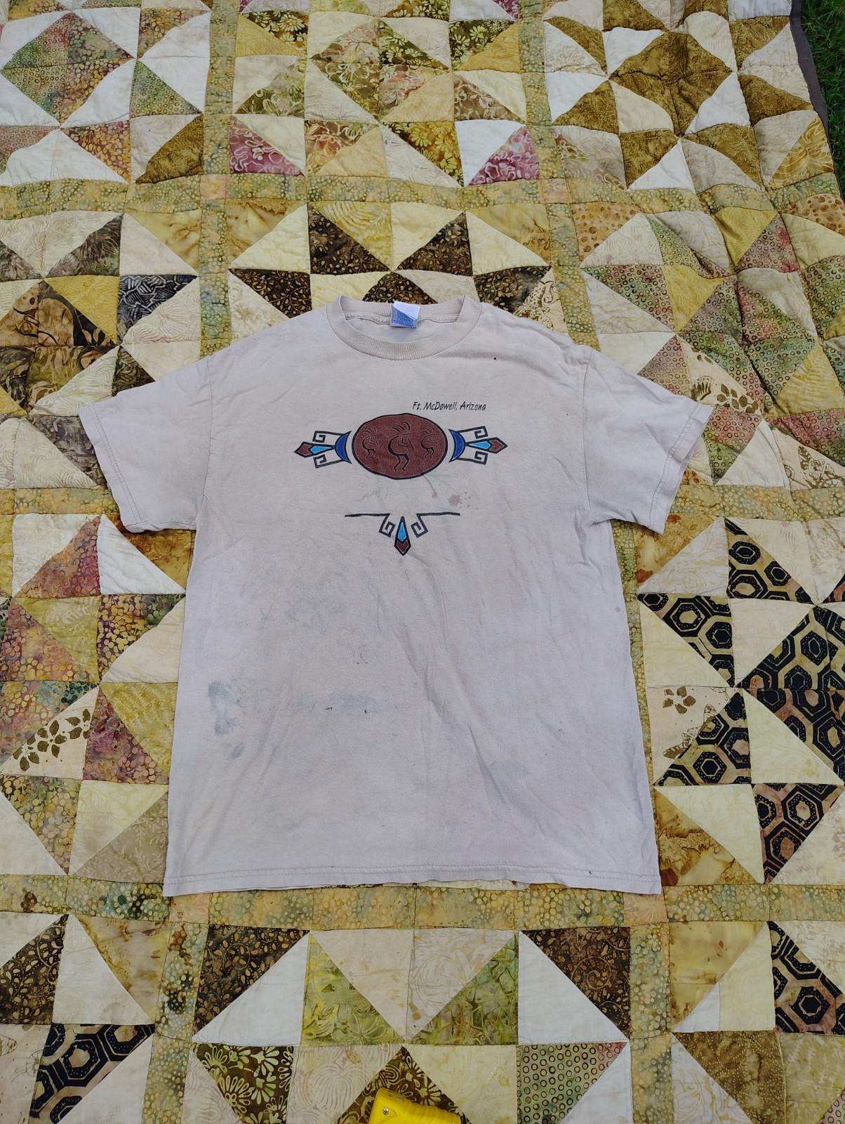 Vintage Arizona Kokopeli T Shirt Mens M White Southwest Aztec Western Flawed M