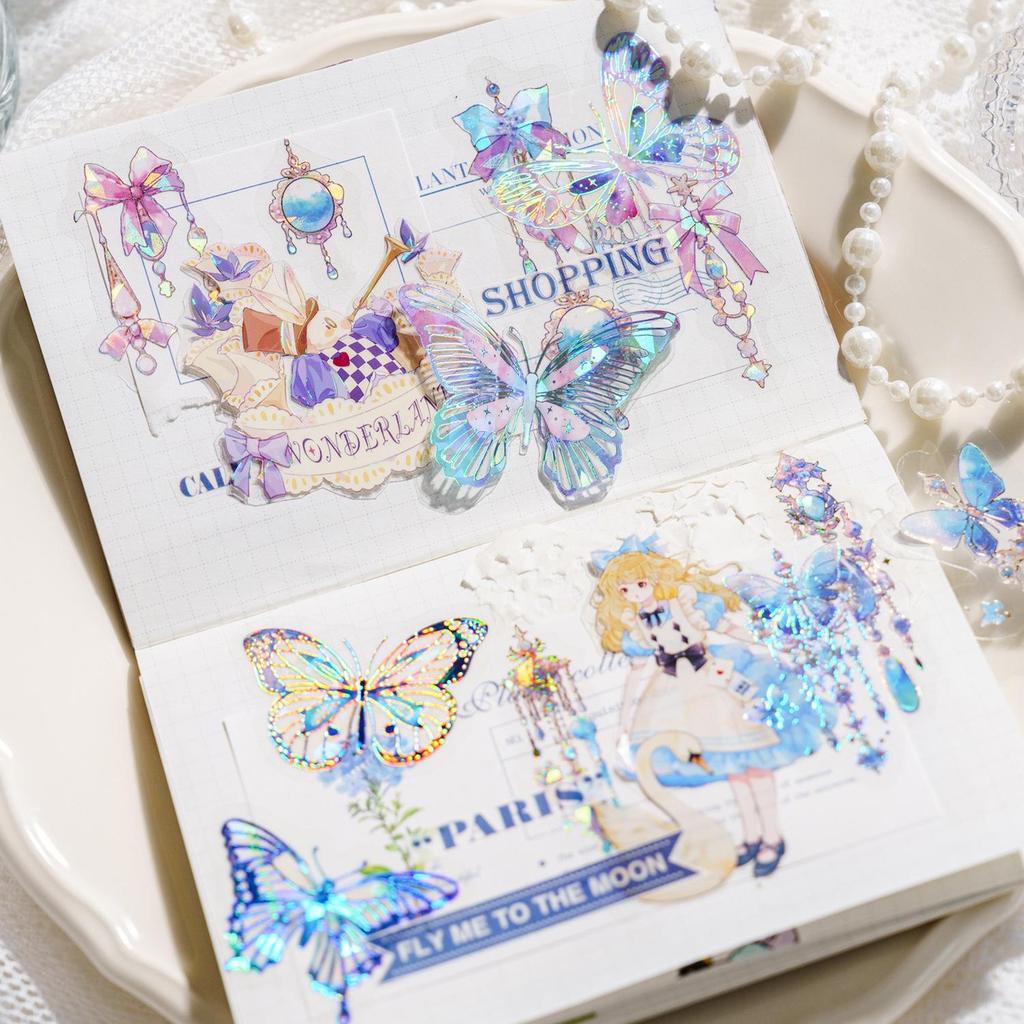 MomoPET Ice Crystal 3D Laser Gold Retro Journal Stickers - Boundless Jewelry Series