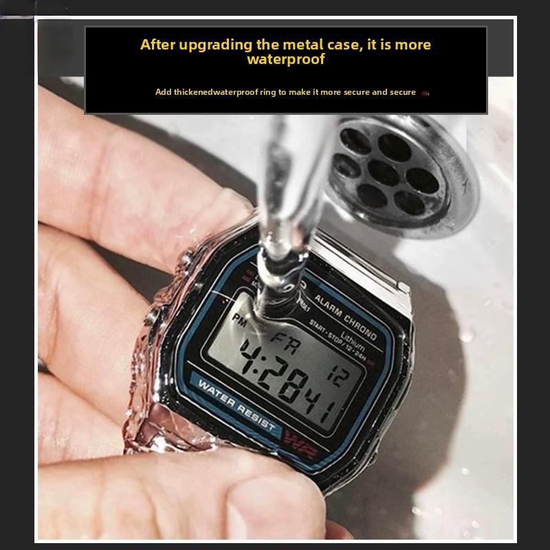 A168 Mod-Kit Stahlgehäuse Uhrenarmband Gehäuse Für G-SHOCK 3299 Casio A168WG Metalllünette Glas Wasserdichter Ring Armband Zubehör