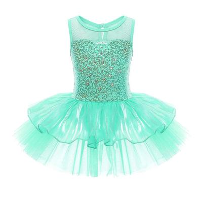 Kids Girls Sleeveless Sequins Ballet Dance Gymnastics Leotard Dress Ballerina Clothing Stage Dancewear