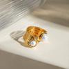 Irregular Open Design Gold Pearl Ring Fashion Versatile Jewelry For Women
