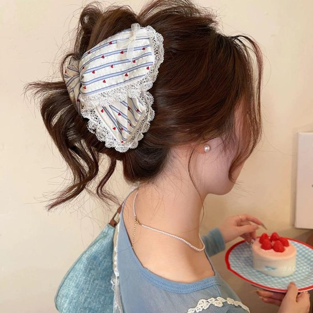 Polka Dot Bow Hair Clip Heart Pearl Hairpin Creative Cloth Triangle Hair Claw  Daily Style 9