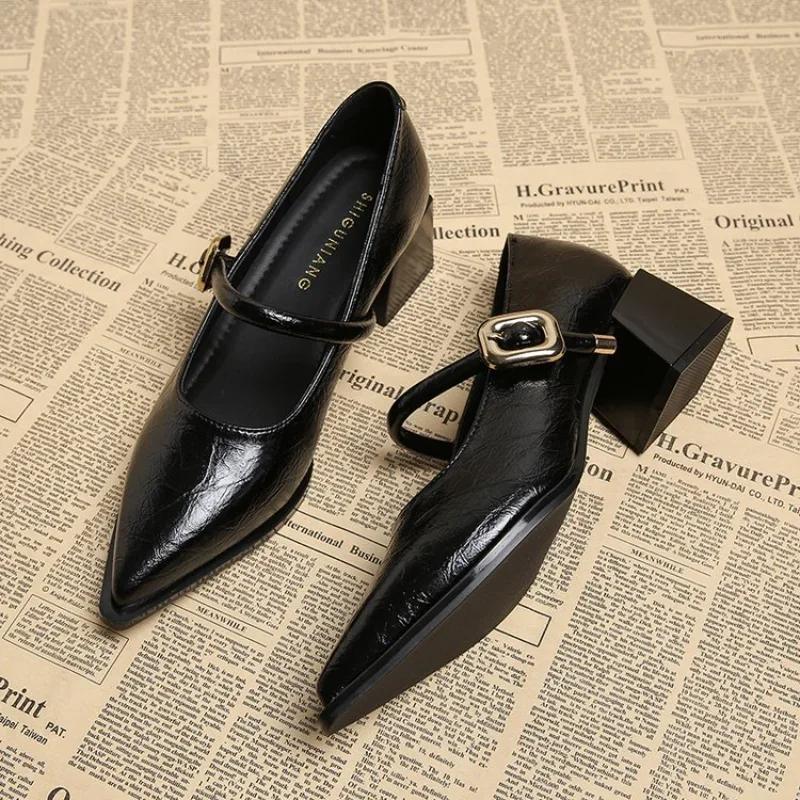 Spring and Autumn Women's Jane Pointed Shoes Korean Style Ladies' Casual High Heels Work and Party Wear