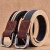 Fashion Casual Men Canvas Belt Double Ring Metal Buckle Colorful Waistband Luxury Jeans Belts for Women Strap Male Gray