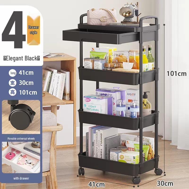 Compact Multi-Layer Rolling Storage Rack for Kitchen, Dorm, or Bathroom