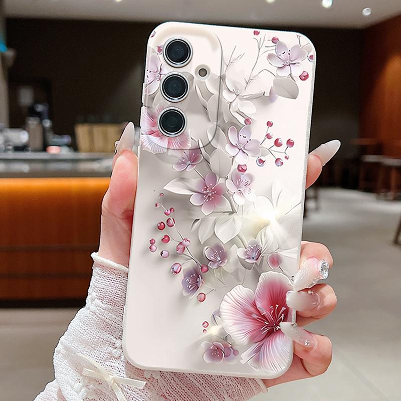 

Pink Flower Pattern Phone Case For Samsung Galaxy A17 A56 A55 A36 A16 A15 5G A26 A35 A25 A54 A14 A34 A53 A52 Soft Silicone Cover Galaxy A14
